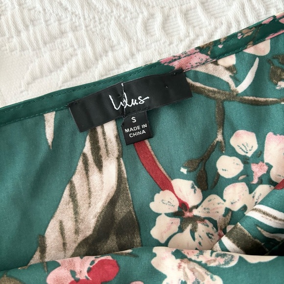 Lulus Remarkable Entrance Emerald Green Floral Print Satin Midi Dress Small - Picture 4 of 9